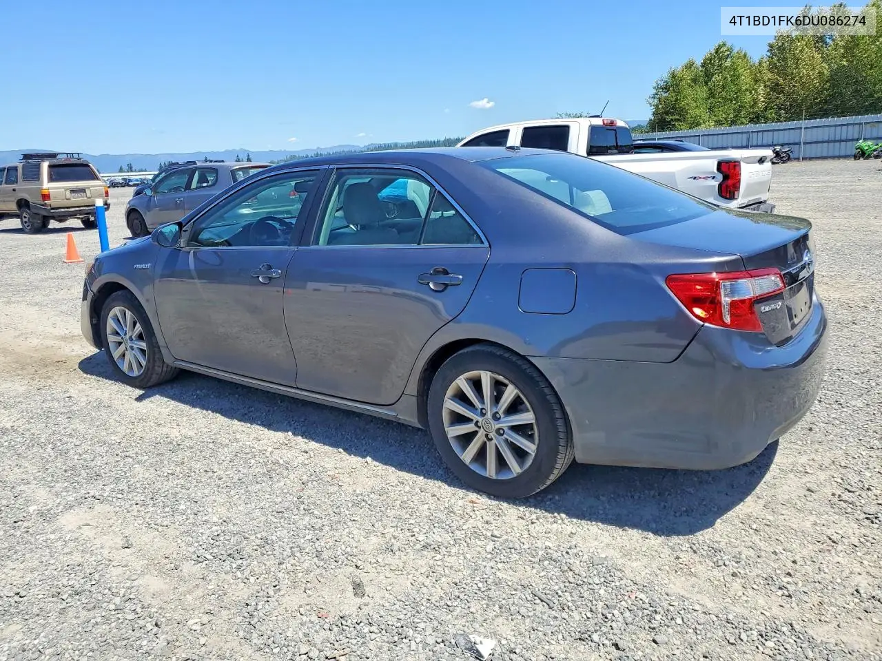 2013 Toyota Camry Hybrid Xle VIN: 4T1BD1FK6DU086274 Lot: 57089526