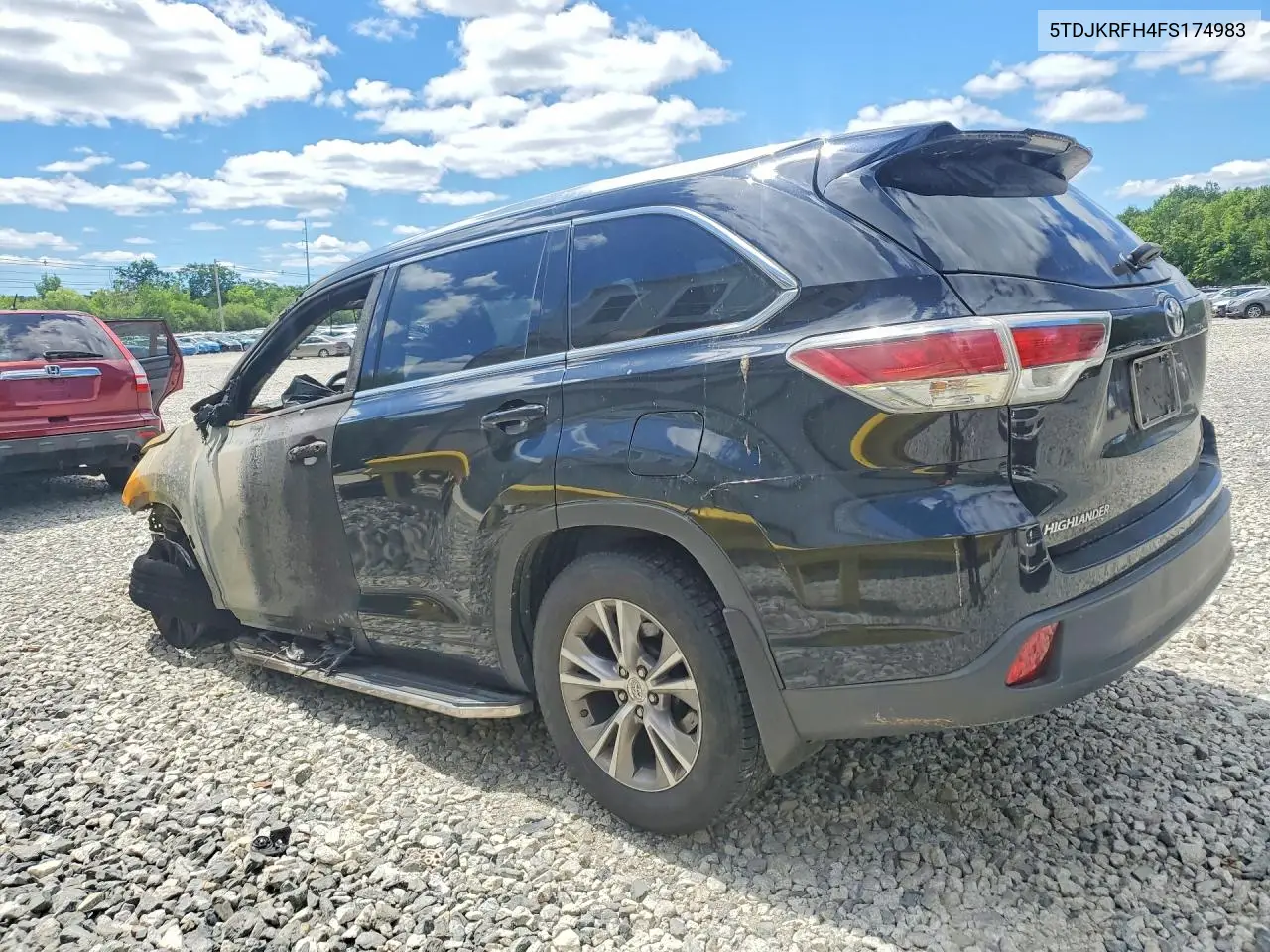 2015 Toyota Highlander Xle VIN: 5TDJKRFH4FS174983 Lot: 57637916