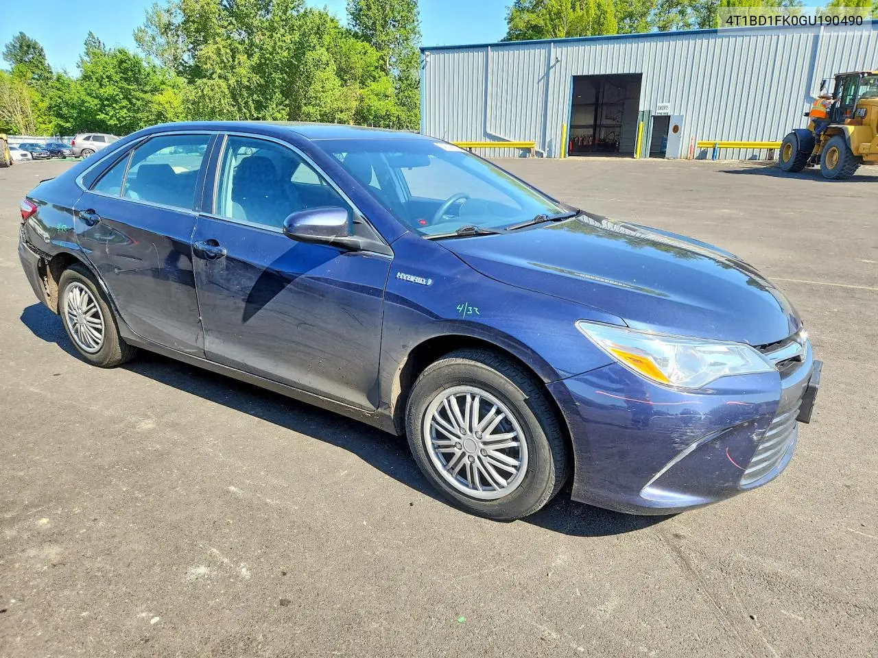 2016 Toyota Camry Hybrid Le VIN: 4T1BD1FK0GU190490 Lot: 54812916