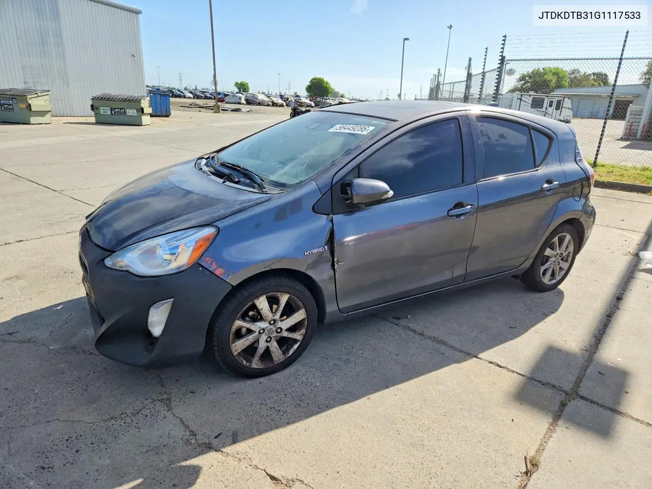 2016 Toyota Prius C Four VIN: JTDKDTB31G1117533 Lot: 56449286