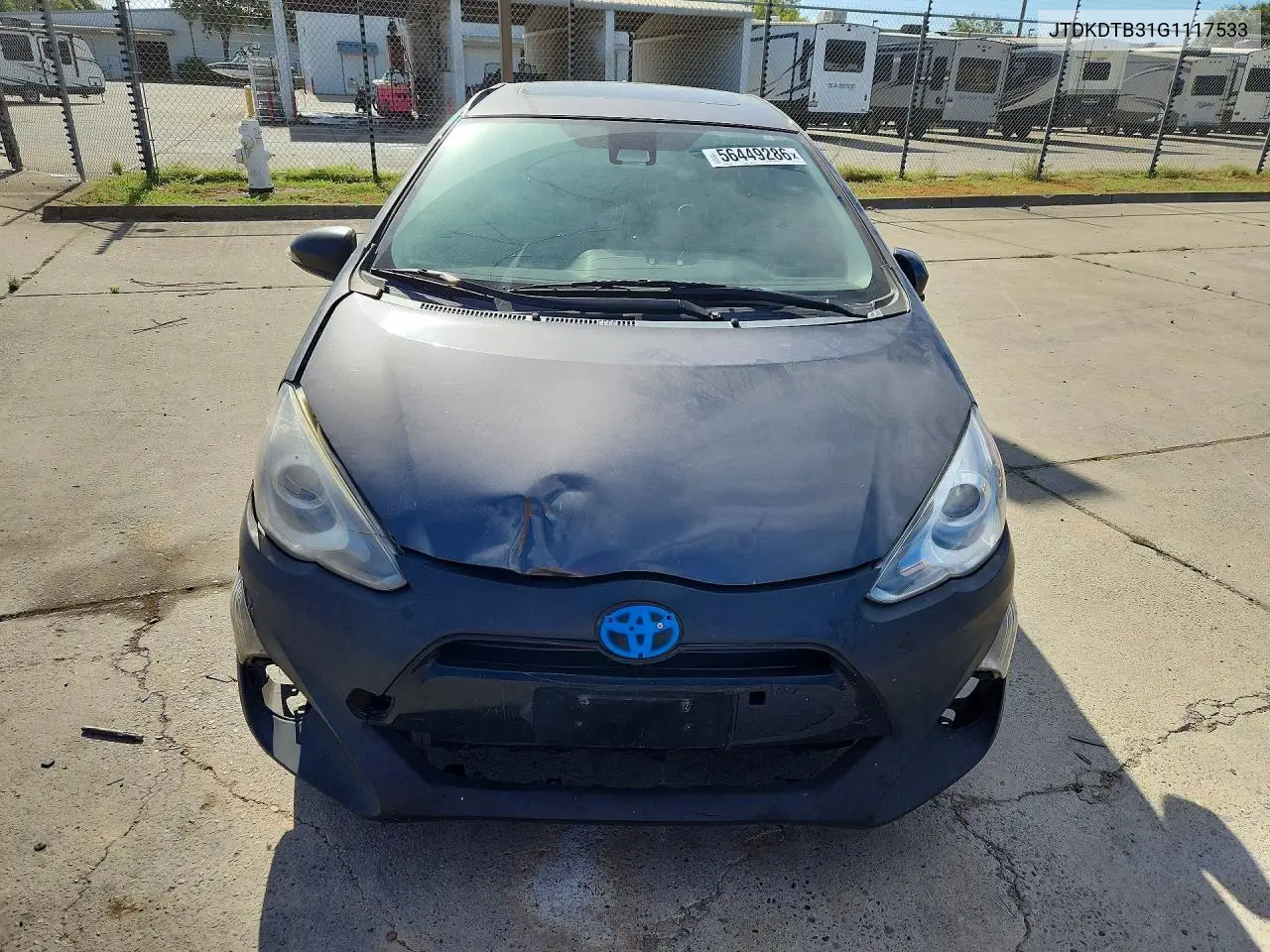 2016 Toyota Prius C Four VIN: JTDKDTB31G1117533 Lot: 56449286