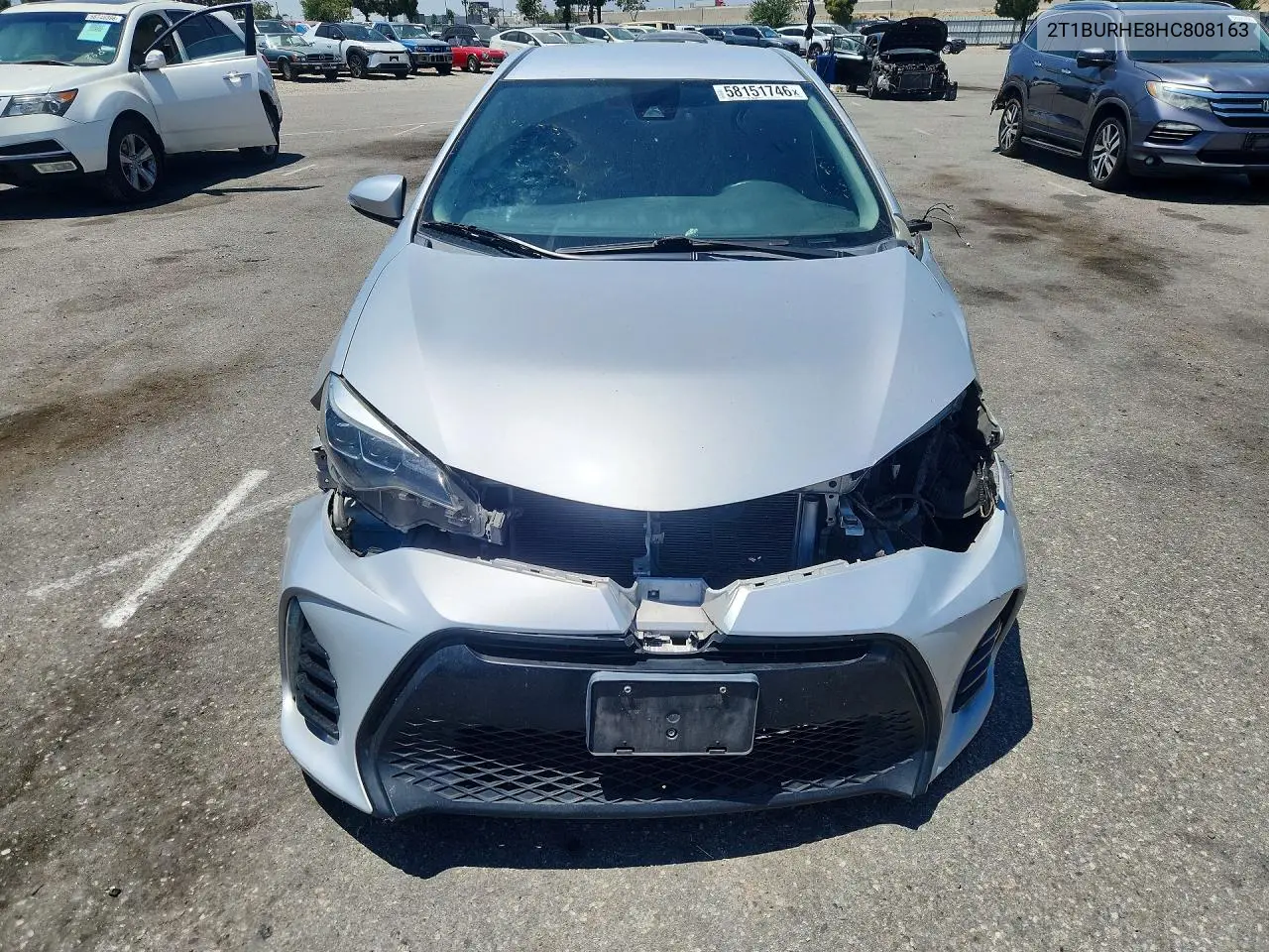 2017 Toyota Corolla Se VIN: 2T1BURHE8HC808163 Lot: 58151746
