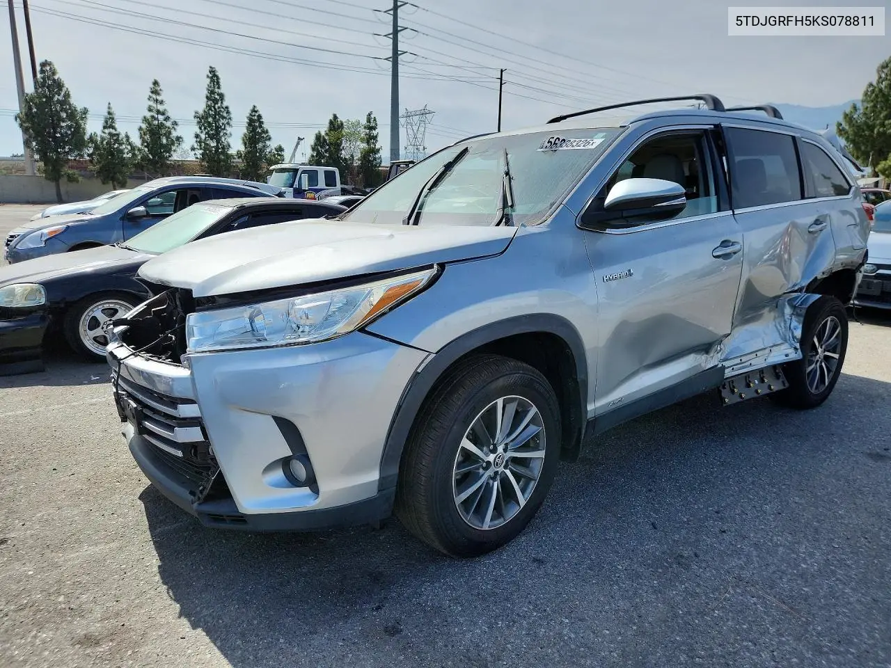 2019 Toyota Highlander Hybrid Xle VIN: 5TDJGRFH5KS078811 Lot: 56338326
