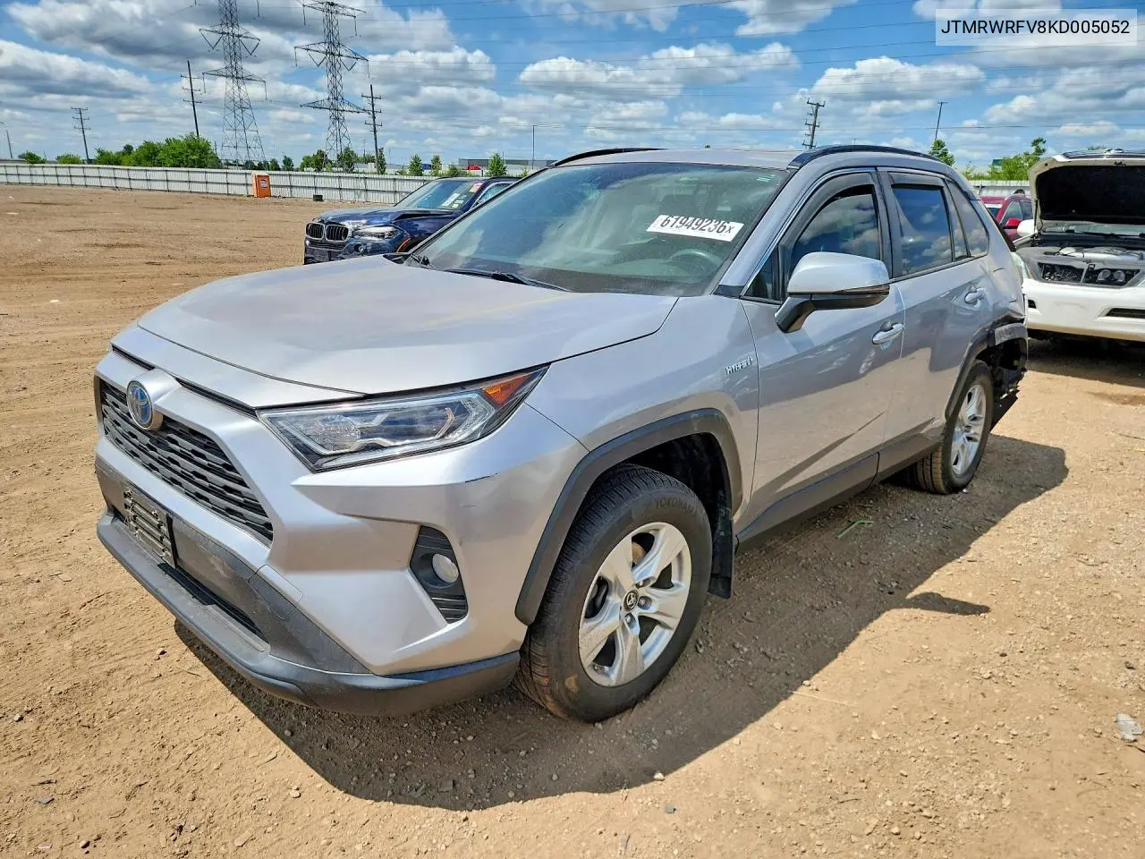 2019 Toyota Rav4 Hybrid Xle VIN: JTMRWRFV8KD005052 Lot: 61949236