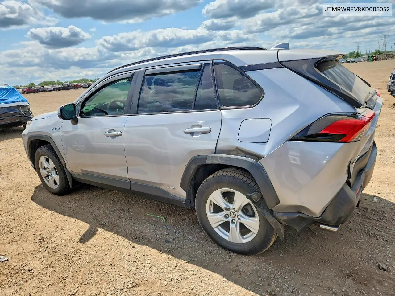 2019 Toyota Rav4 Hybrid Xle VIN: JTMRWRFV8KD005052 Lot: 61949236