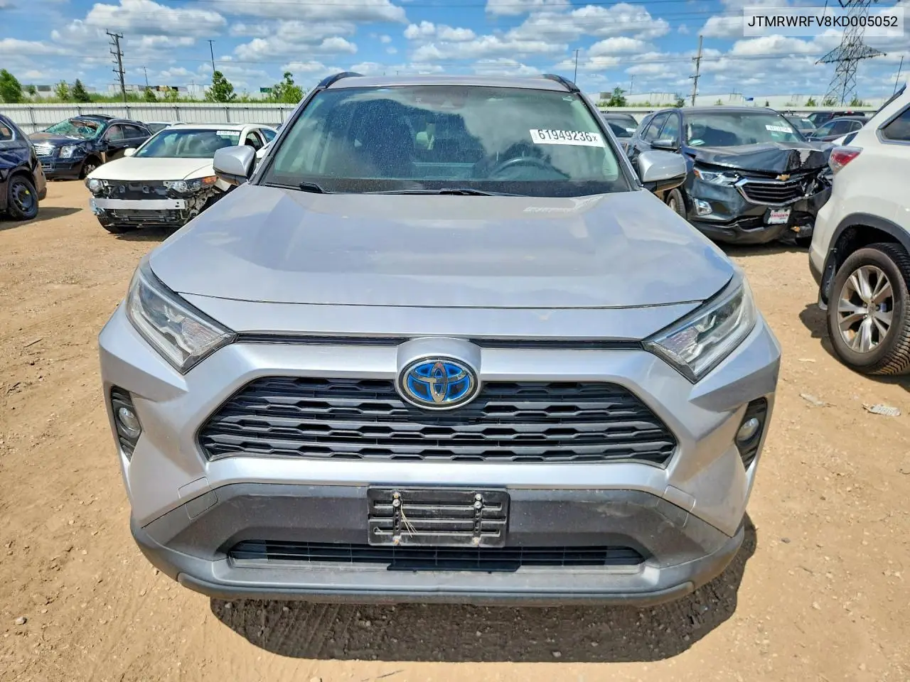 2019 Toyota Rav4 Hybrid Xle VIN: JTMRWRFV8KD005052 Lot: 61949236
