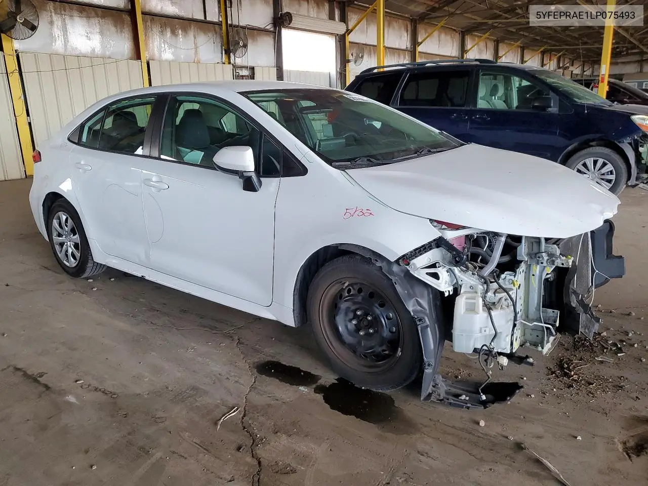 2020 Toyota Corolla Le VIN: 5YFEPRAE1LP075493 Lot: 58318656
