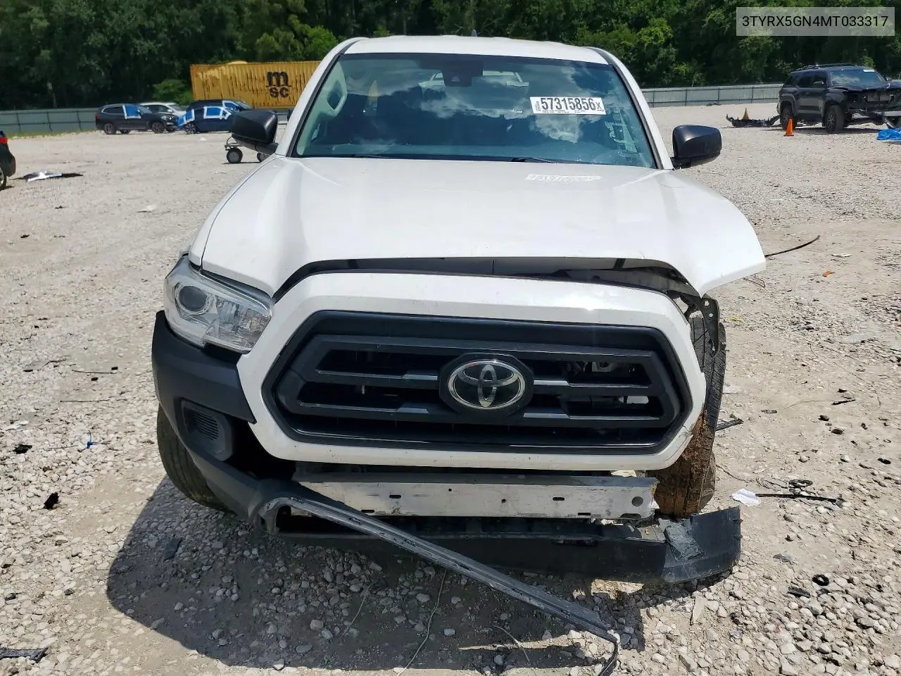 2021 Toyota Tacoma Sr VIN: 3TYRX5GN4MT033317 Lot: 57315856