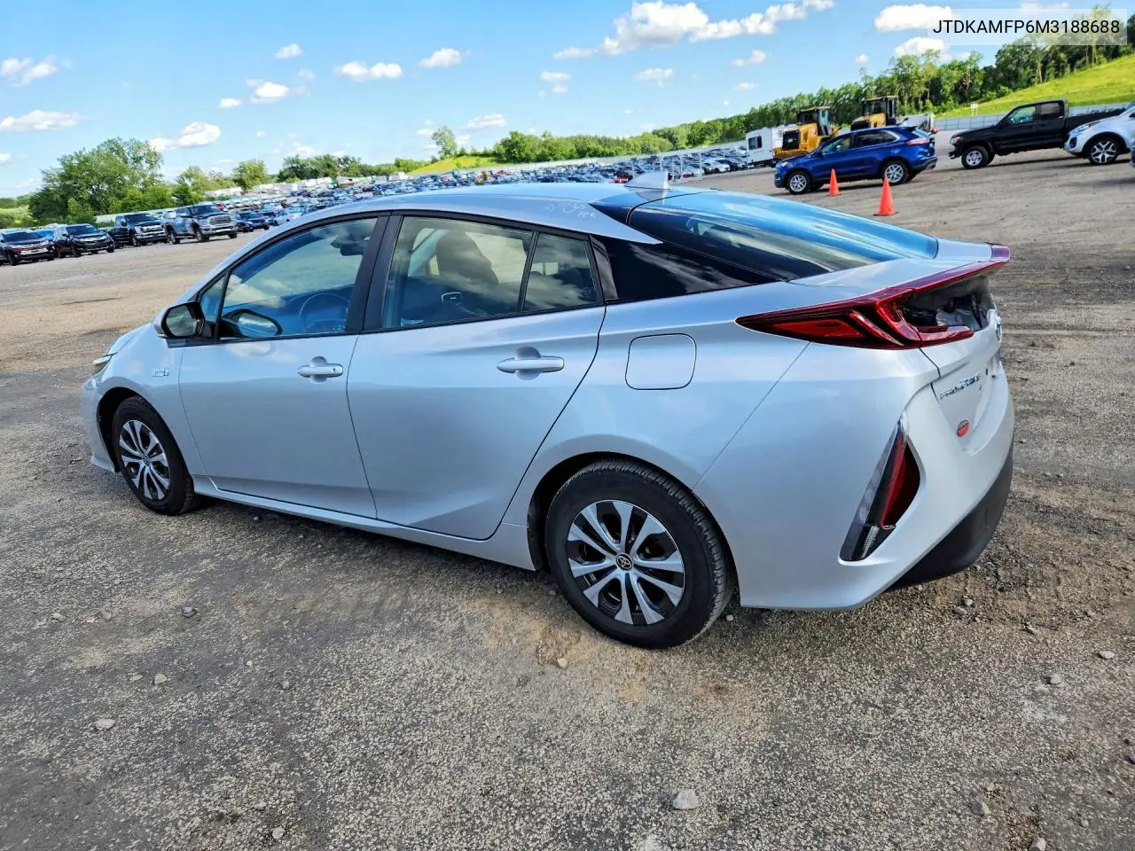 2021 Toyota Prius Prime Le VIN: JTDKAMFP6M3188688 Lot: 57403266