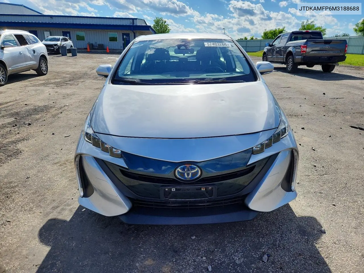 2021 Toyota Prius Prime Le VIN: JTDKAMFP6M3188688 Lot: 57403266