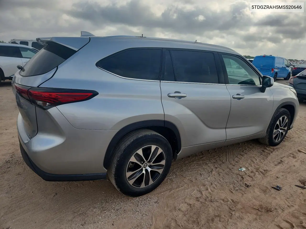 2021 Toyota Highlander Xle VIN: 5TDGZRAH5MS520646 Lot: 58180076