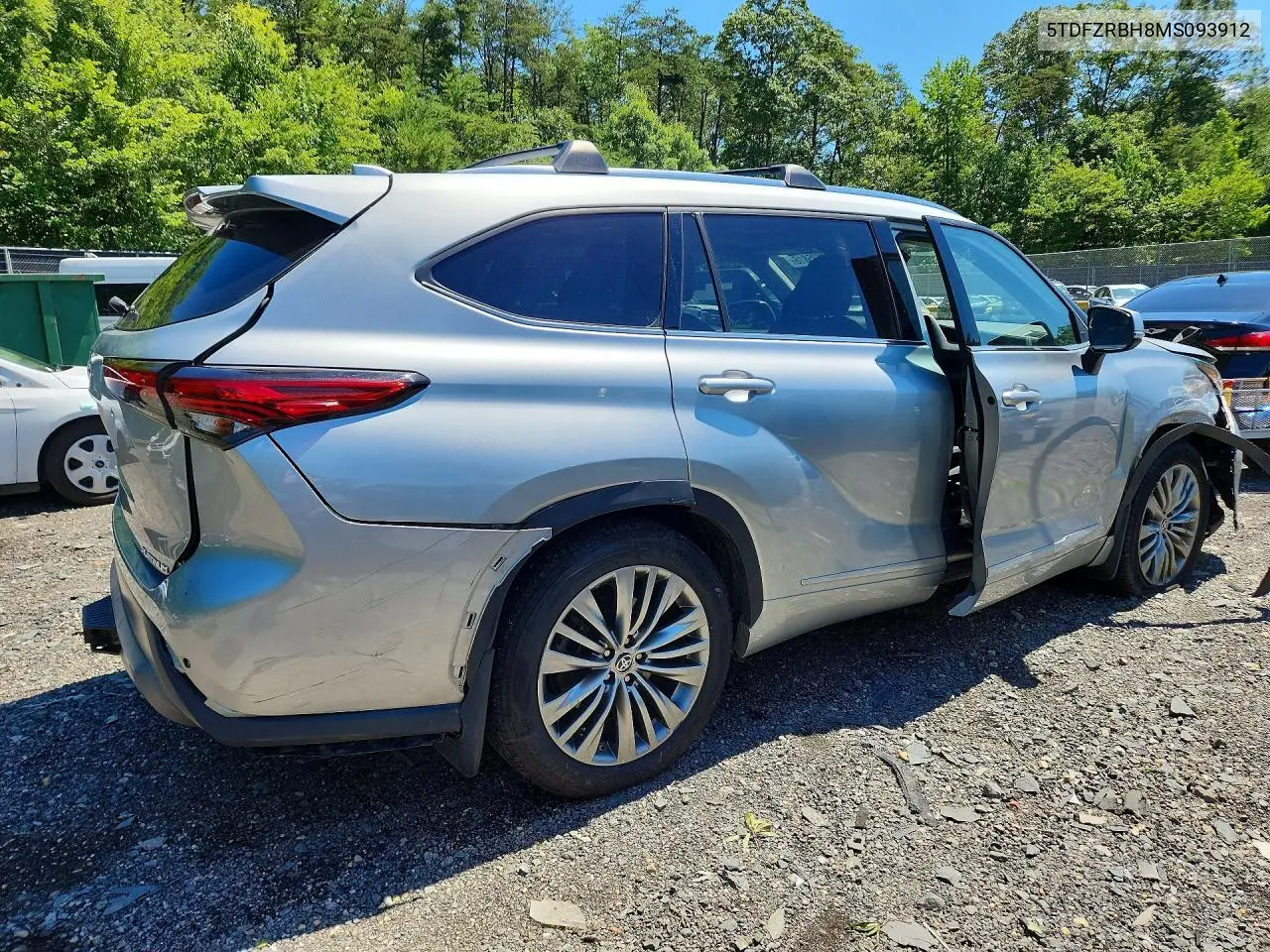 2021 Toyota Highlander Platinum VIN: 5TDFZRBH8MS093912 Lot: 58525816