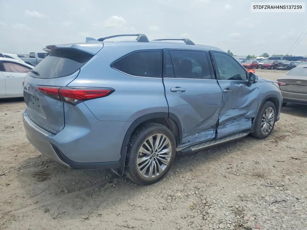 2022 Toyota Highlander Platinum VIN: 5TDFZRAH4NS137259 Lot: 57424066