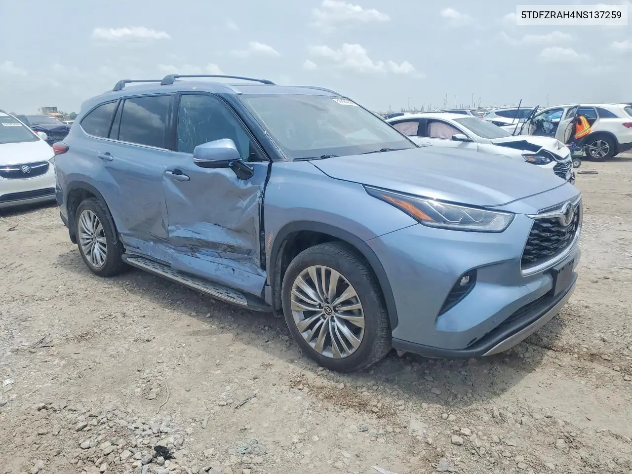 2022 Toyota Highlander Platinum VIN: 5TDFZRAH4NS137259 Lot: 57424066