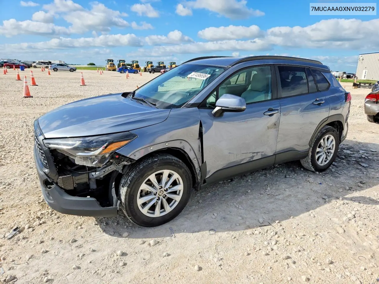 2022 Toyota Corolla Cross Le VIN: 7MUCAAAGXNV032279 Lot: 57496696