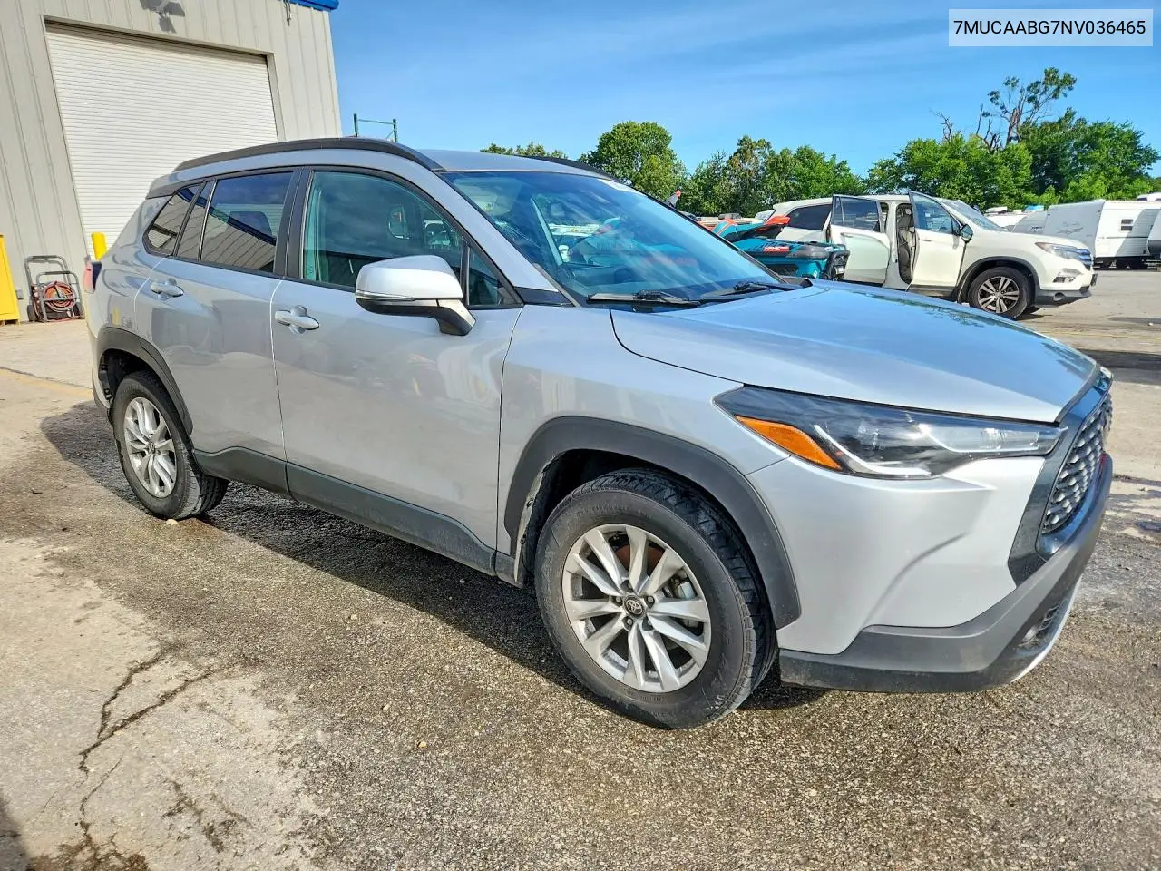 2022 Toyota Corolla Cross Le VIN: 7MUCAABG7NV036465 Lot: 58039896