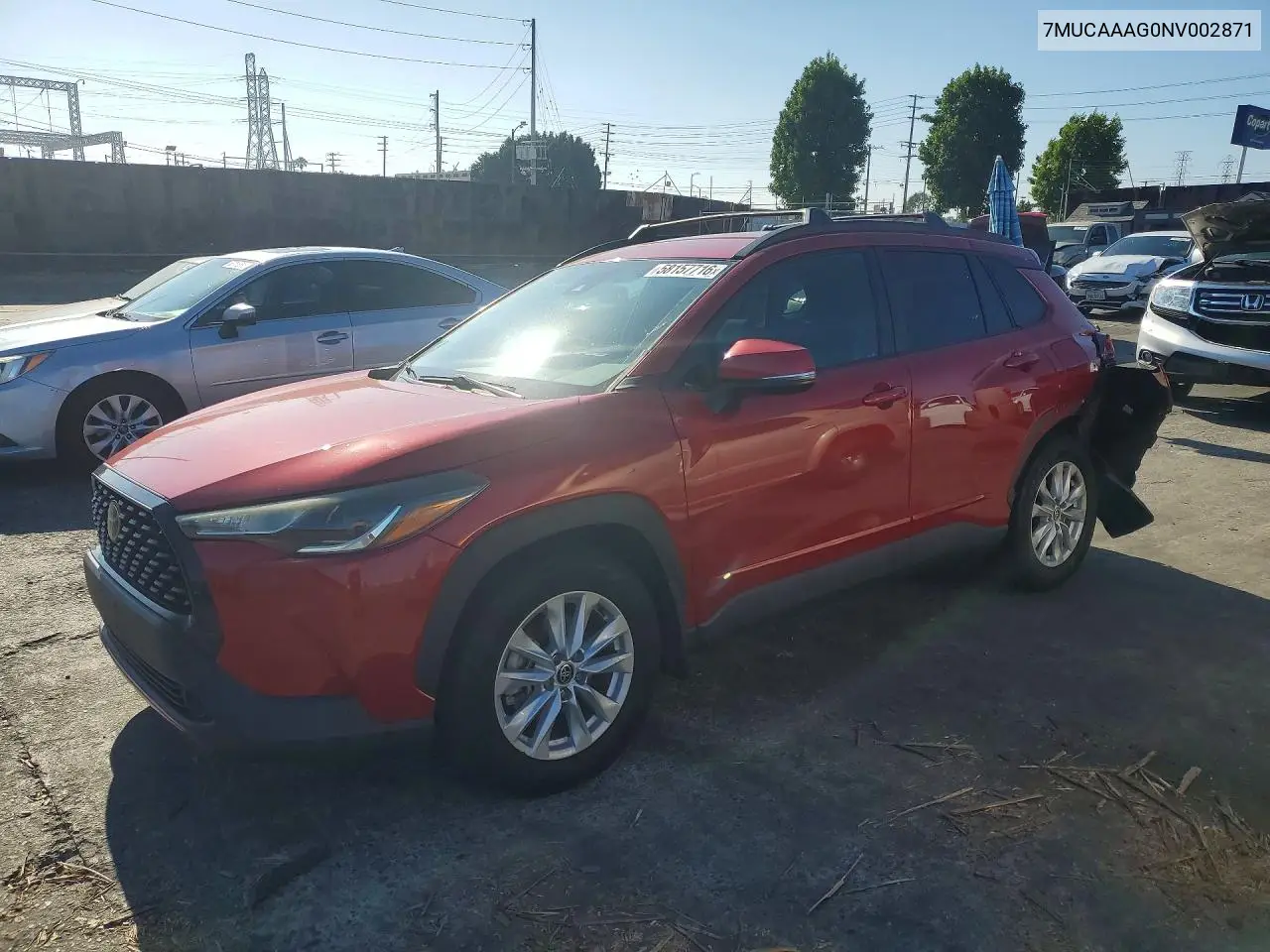 2022 Toyota Corolla Cross Le VIN: 7MUCAAAG0NV002871 Lot: 58157716