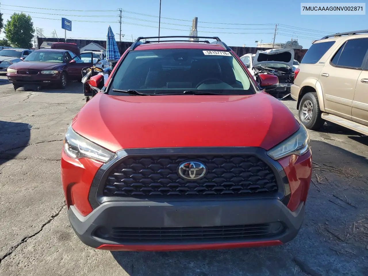 2022 Toyota Corolla Cross Le VIN: 7MUCAAAG0NV002871 Lot: 58157716