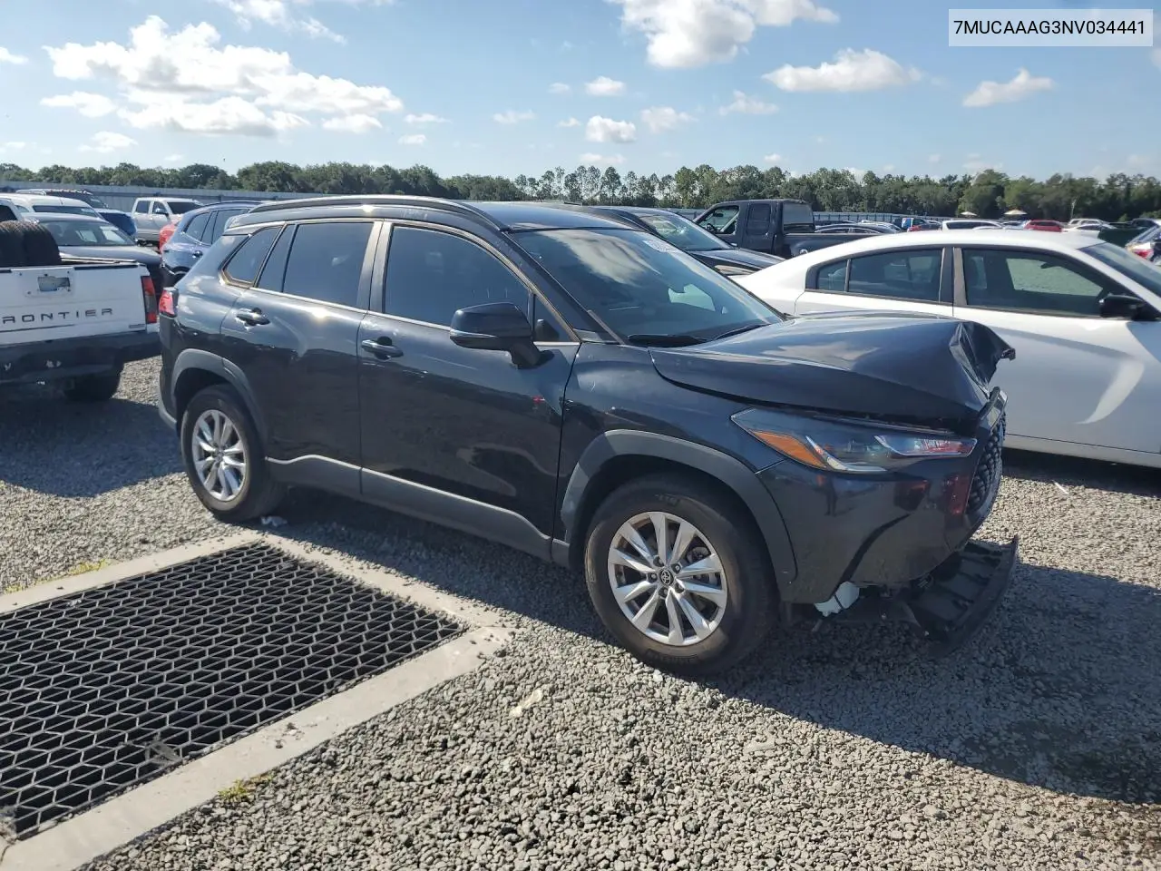 2022 Toyota Corolla Cross Le VIN: 7MUCAAAG3NV034441 Lot: 58202186