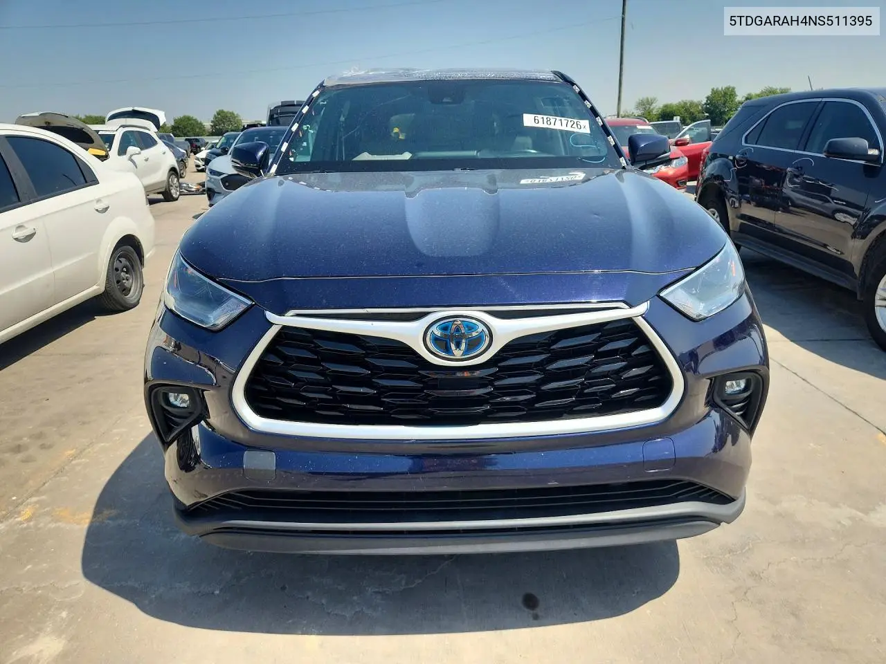 2022 Toyota Highlander Hybrid Xle VIN: 5TDGARAH4NS511395 Lot: 61871726