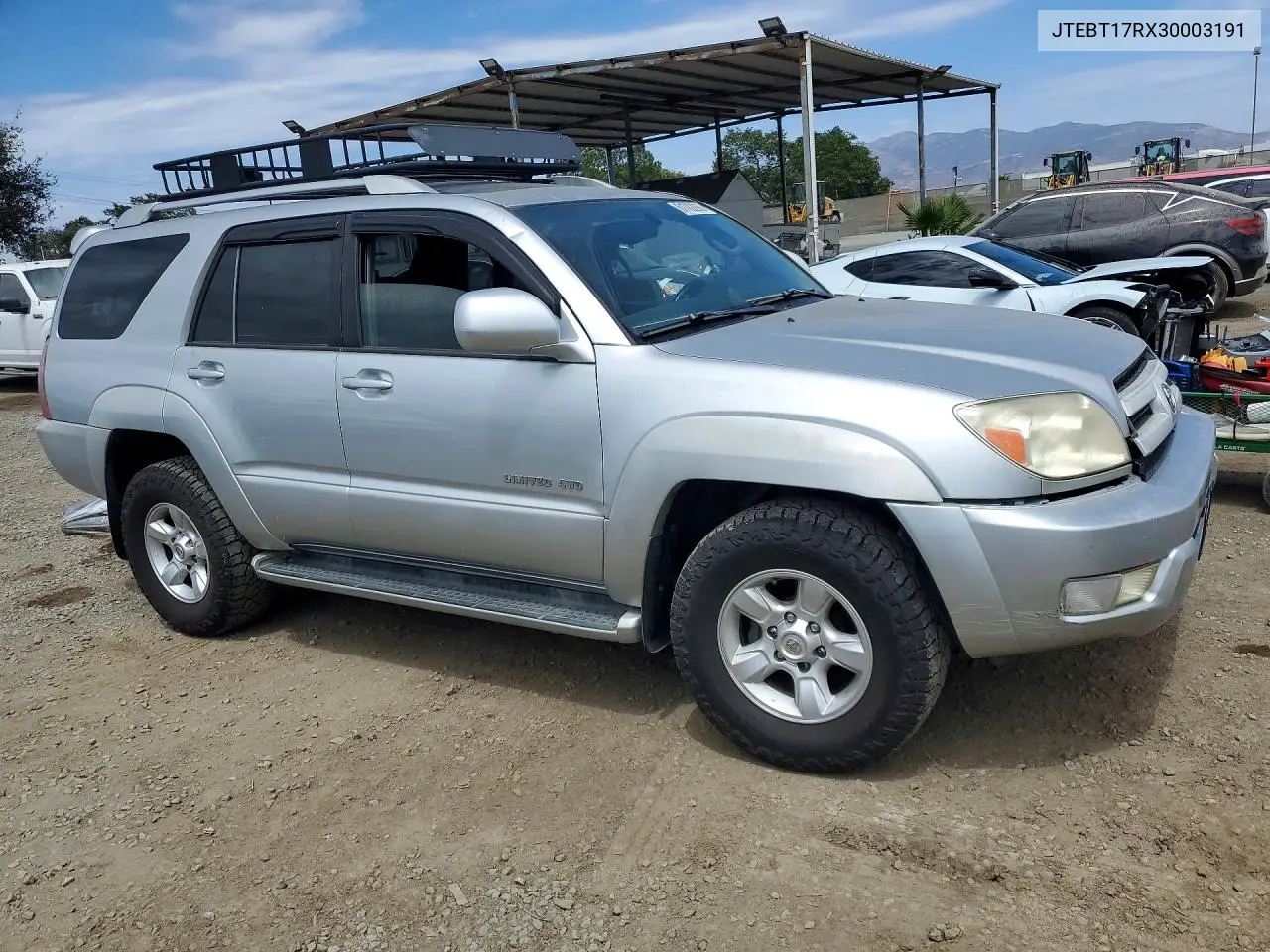 2003 Toyota 4Runner Limited VIN: JTEBT17RX30003191 Lot: 61702266