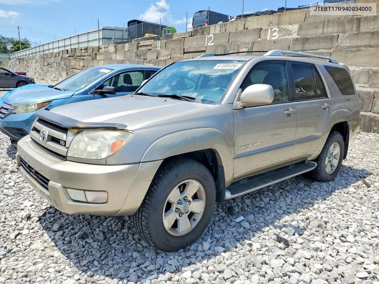 2004 Toyota 4Runner Limited VIN: JTEBT17R940034000 Lot: 61590456
