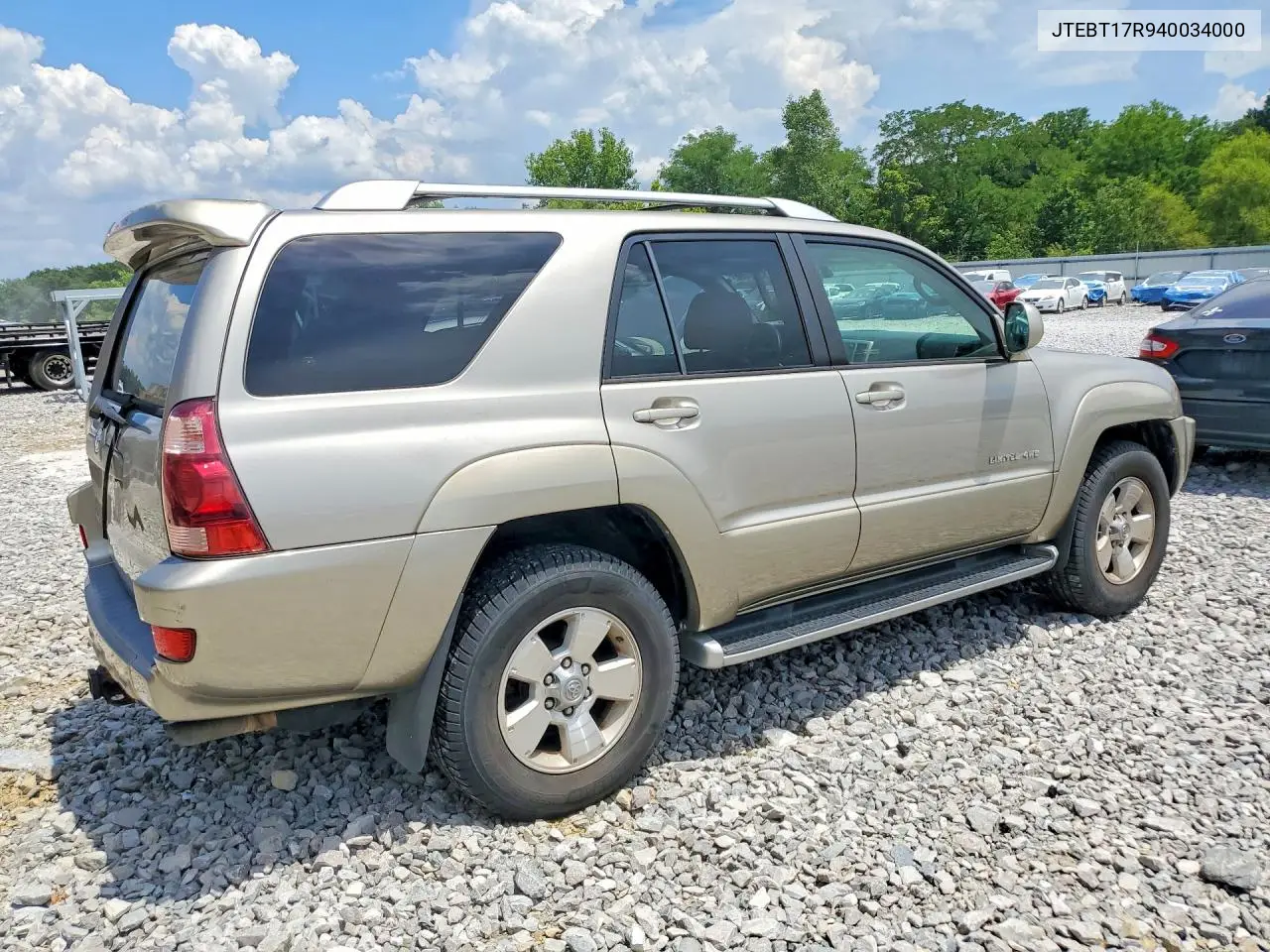 2004 Toyota 4Runner Limited VIN: JTEBT17R940034000 Lot: 61590456