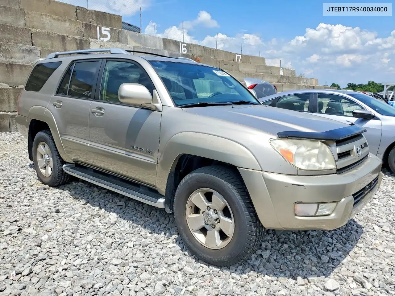2004 Toyota 4Runner Limited VIN: JTEBT17R940034000 Lot: 61590456