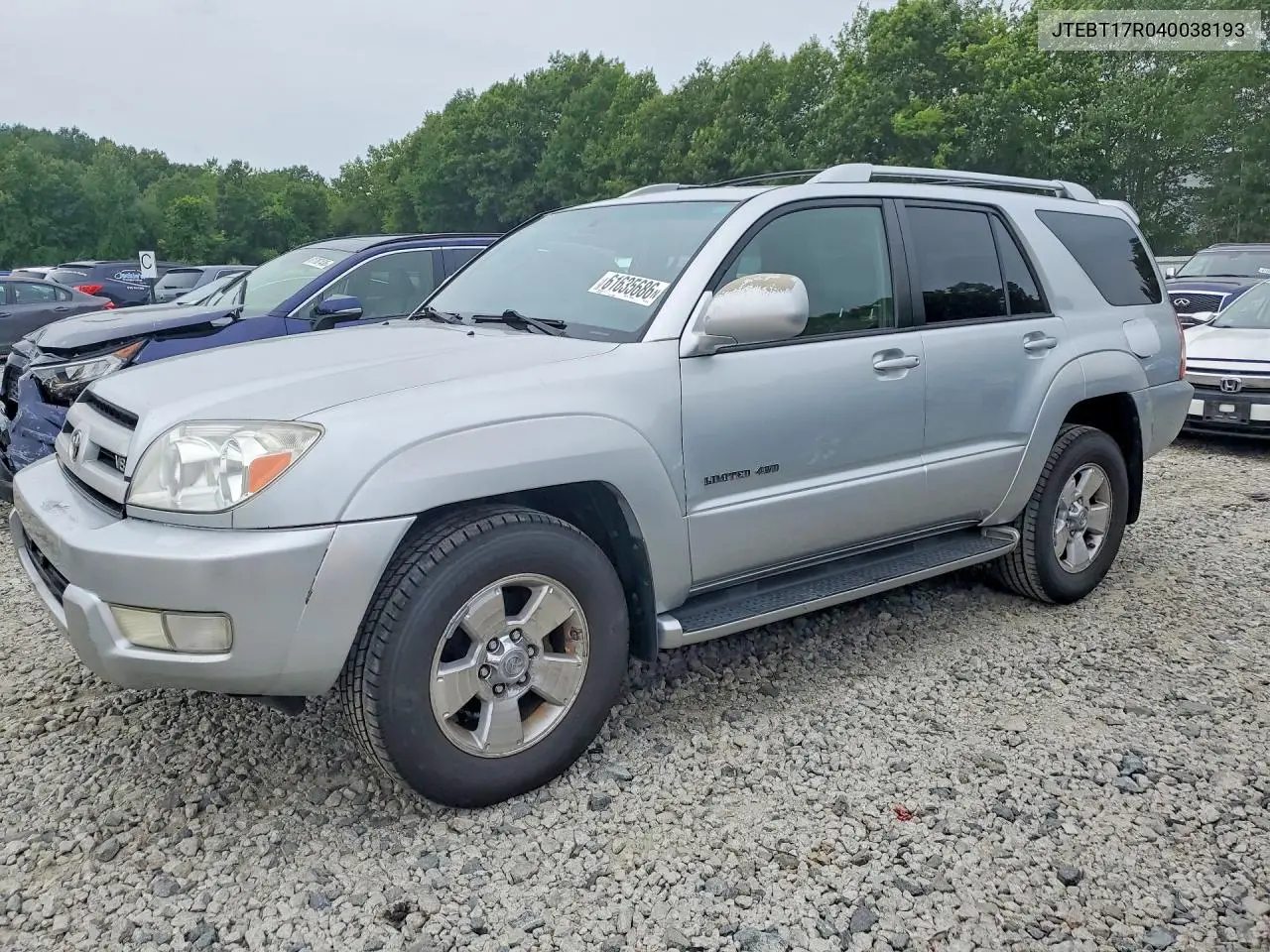 2004 Toyota 4Runner Limited VIN: JTEBT17R040038193 Lot: 61635686