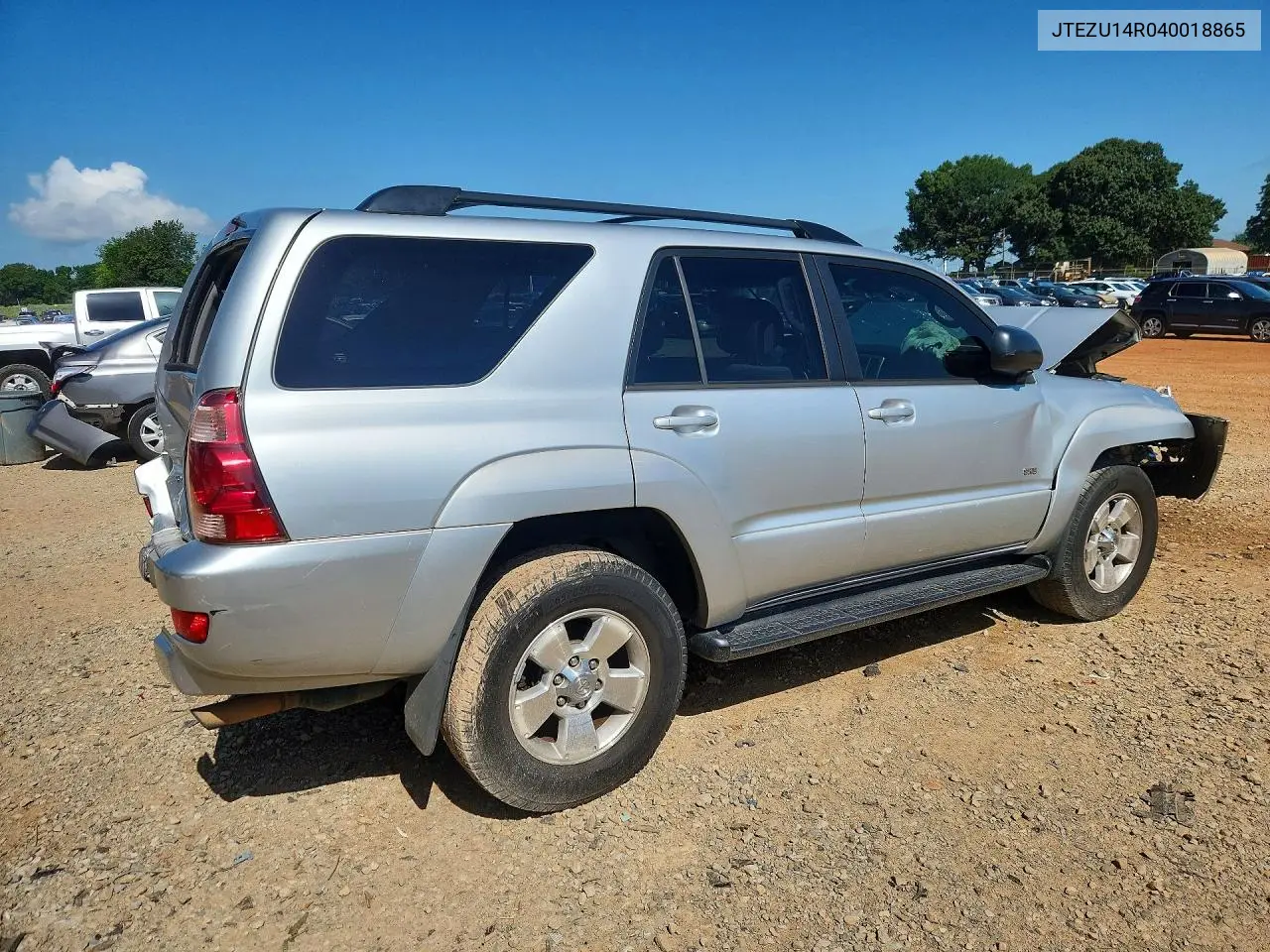 2004 Toyota 4Runner Sr5 VIN: JTEZU14R040018865 Lot: 61872236