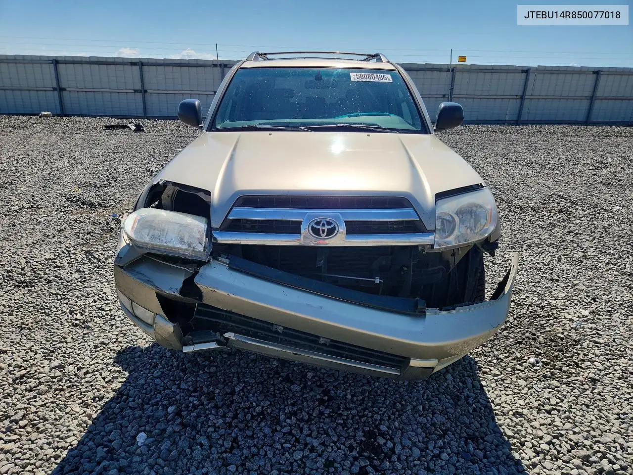 2005 Toyota 4Runner Sr5 VIN: JTEBU14R850077018 Lot: 58080486