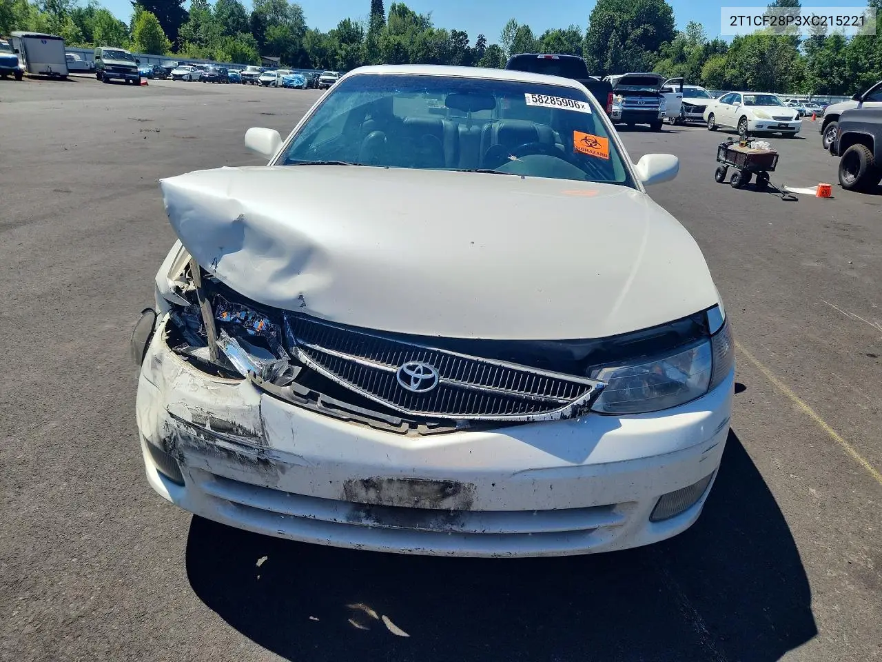 1999 Toyota Camry Solara Sle V6 VIN: 2T1CF28P3XC215221 Lot: 58285906