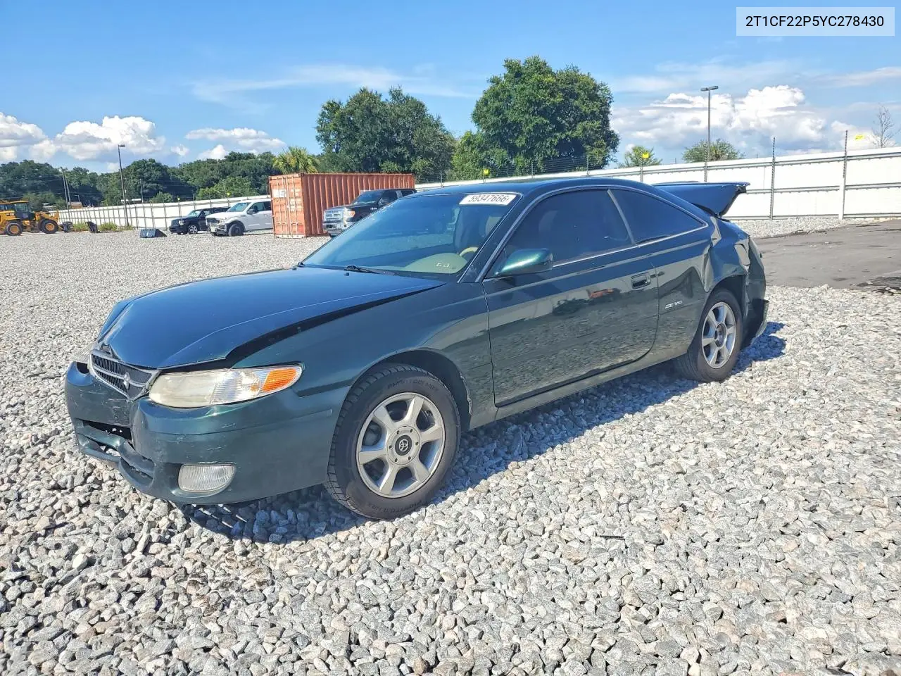 2000 Toyota Camry Solara Se V6 VIN: 2T1CF22P5YC278430 Lot: 59347666