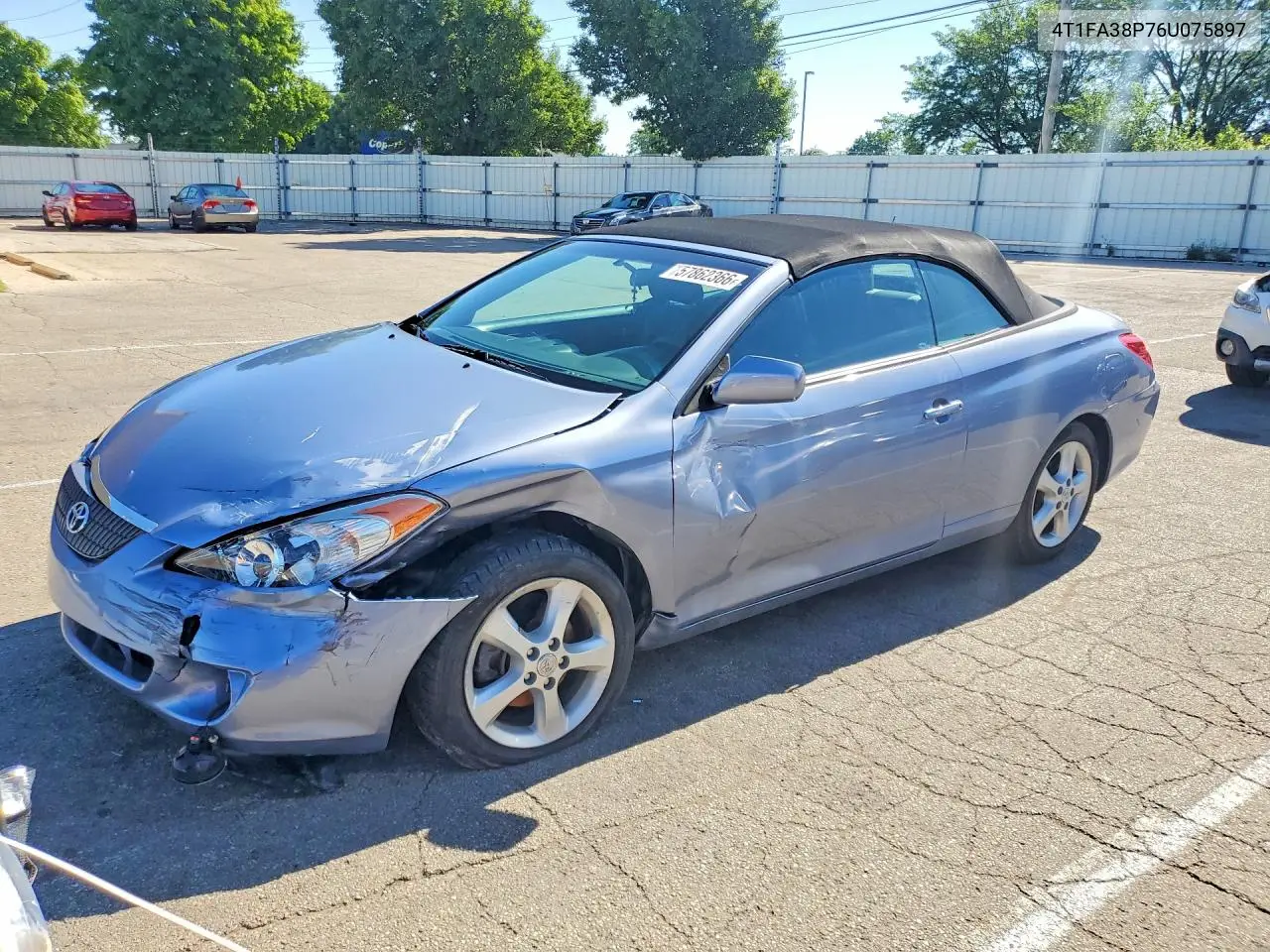 2006 Toyota Camry Solara Se V6 VIN: 4T1FA38P76U075897 Lot: 57862366