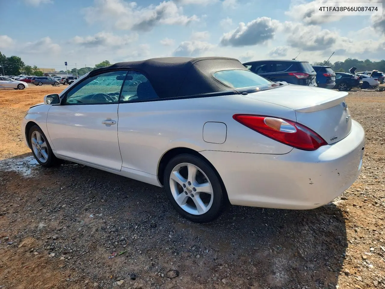 2006 Toyota Camry Solara Se V6 VIN: 4T1FA38P66U087474 Lot: 60255386