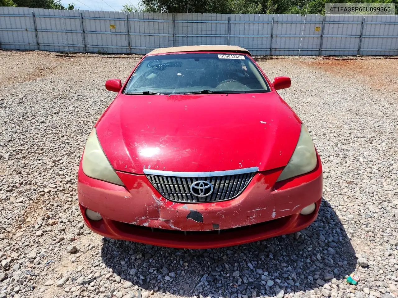 2006 Toyota Camry Solara Sle V6 VIN: 4T1FA38P66U099365 Lot: 85984285