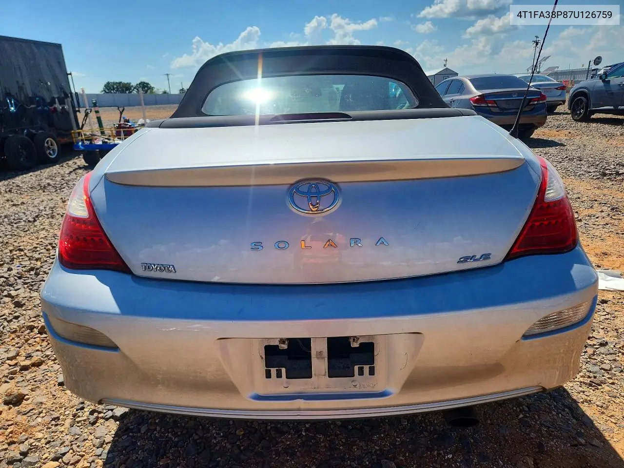 2007 Toyota Camry Solara Sle V6 VIN: 4T1FA38P87U126759 Lot: 59152096