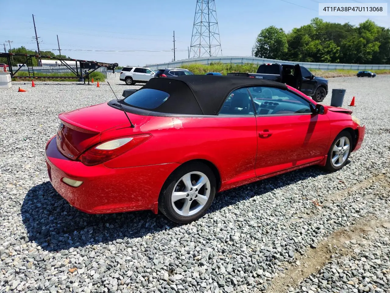 2007 Toyota Camry Solara Sle V6 VIN: 4T1FA38P47U113068 Lot: 61090306