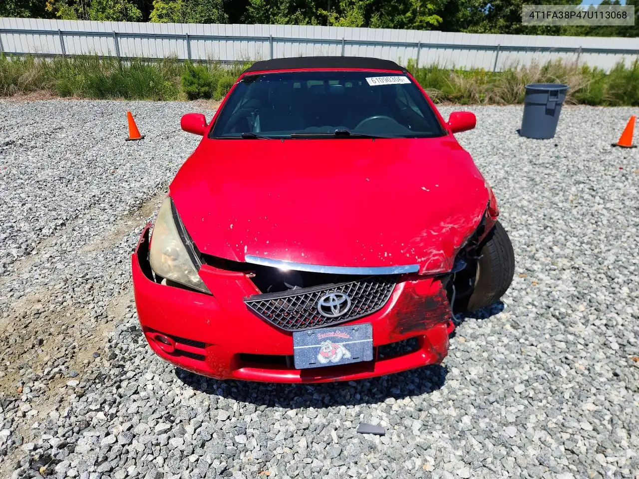 2007 Toyota Camry Solara Sle V6 VIN: 4T1FA38P47U113068 Lot: 61090306