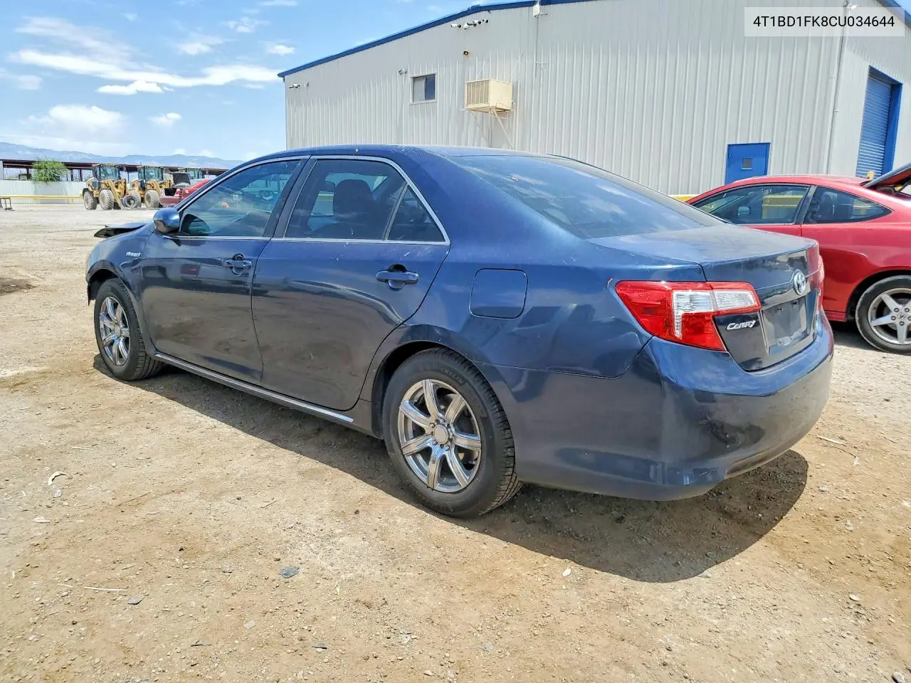 2012 Toyota Camry Hybrid Le VIN: 4T1BD1FK8CU034644 Lot: 56629996