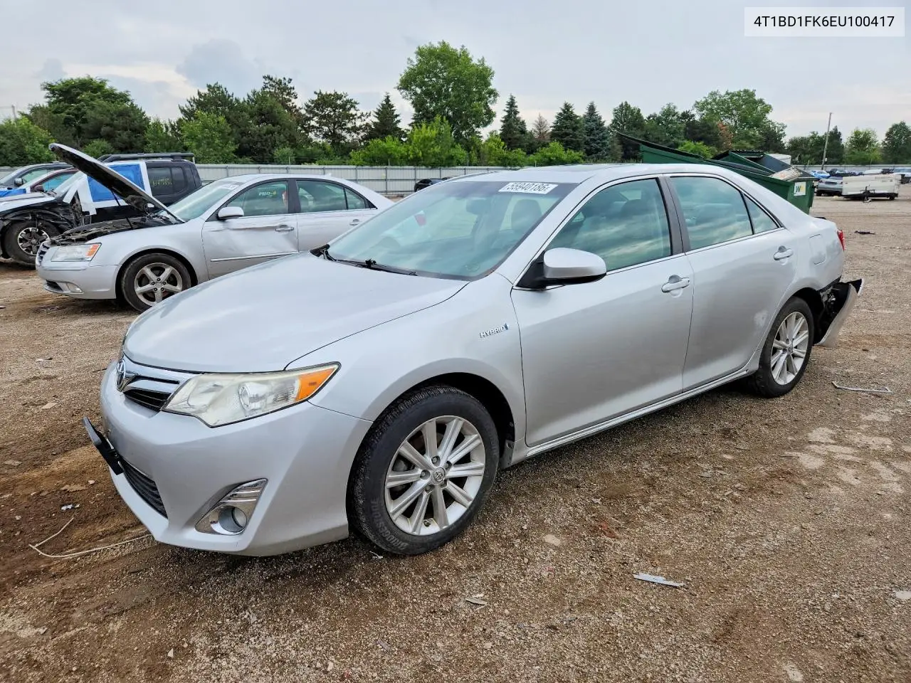 2014 Toyota Camry Hybrid Xle VIN: 4T1BD1FK6EU100417 Lot: 55940186