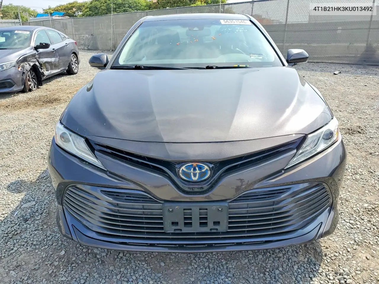 2019 Toyota Camry Hybrid Xle VIN: 4T1B21HK3KU013492 Lot: 56351546