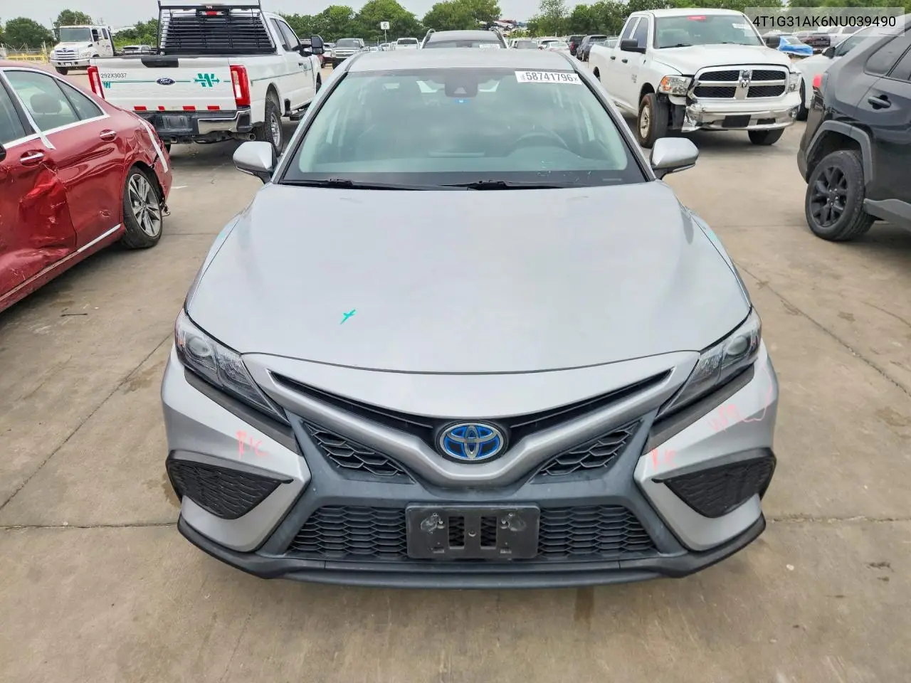 2022 Toyota Camry Hybrid Se VIN: 4T1G31AK6NU039490 Lot: 58741796