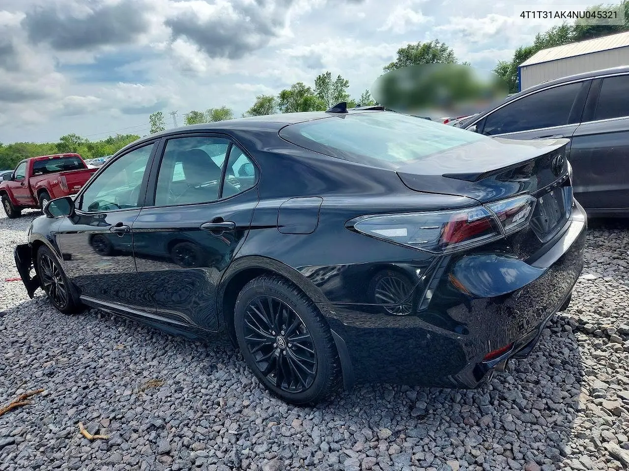 2022 Toyota Camry Hybrid Se Nightshade VIN: 4T1T31AK4NU045321 Lot: 59556796