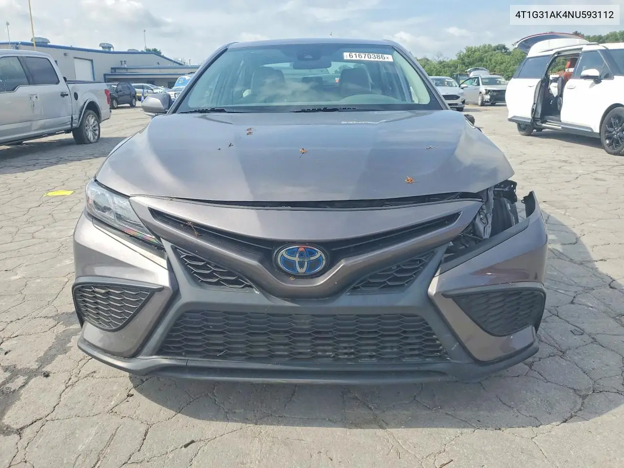 2022 Toyota Camry Hybrid Se VIN: 4T1G31AK4NU593112 Lot: 61670386