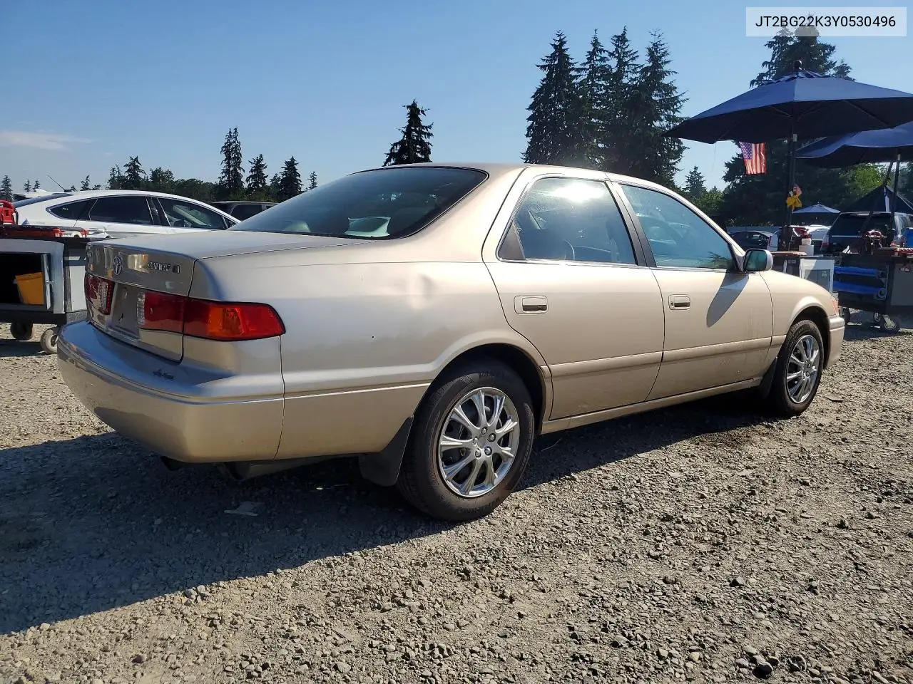2000 Toyota Camry Le VIN: JT2BG22K3Y0530496 Lot: 62142796