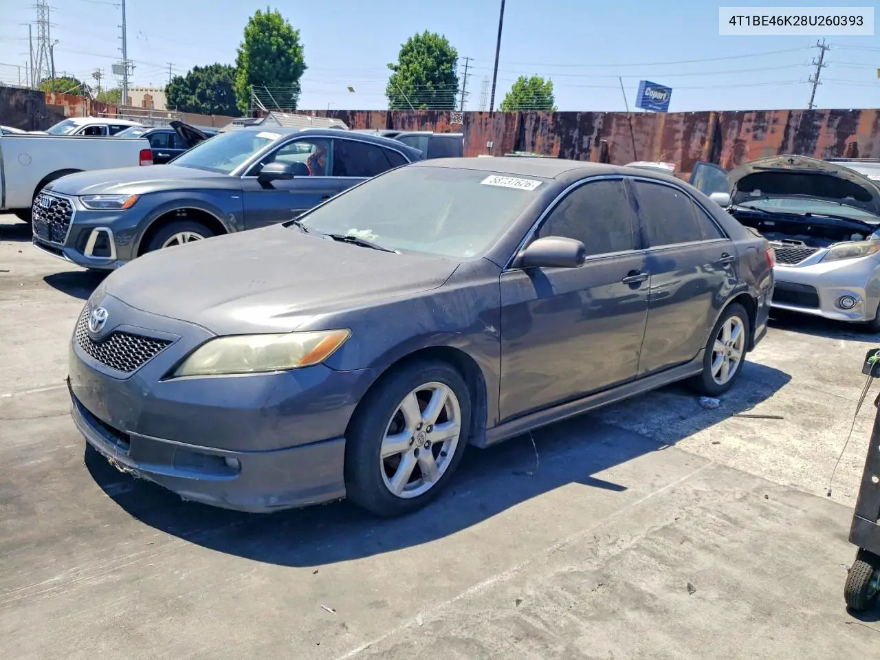 2008 Toyota Camry Se VIN: 4T1BE46K28U260393 Lot: 58737626