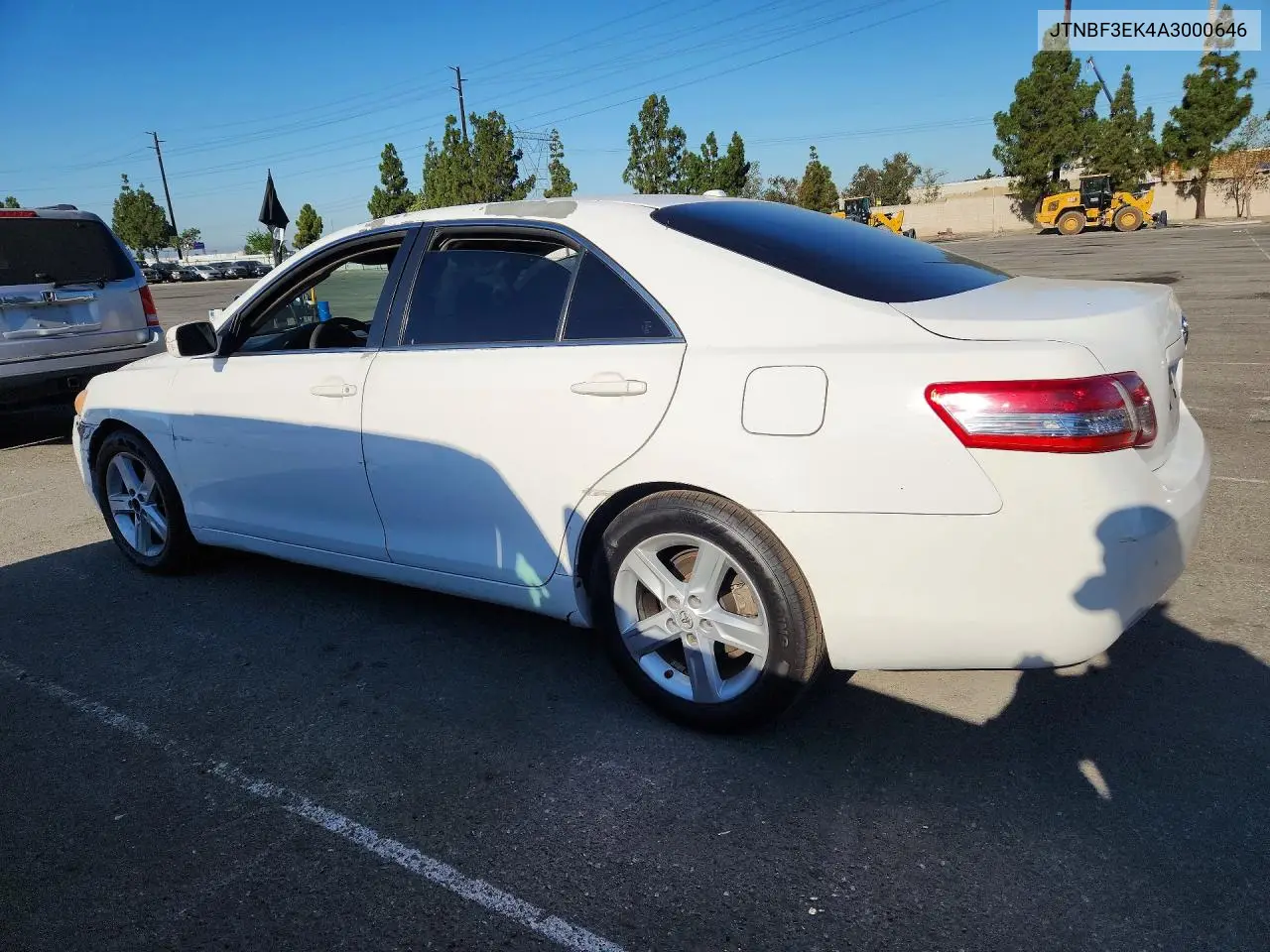 2010 Toyota Camry Le VIN: JTNBF3EK4A3000646 Lot: 62000966