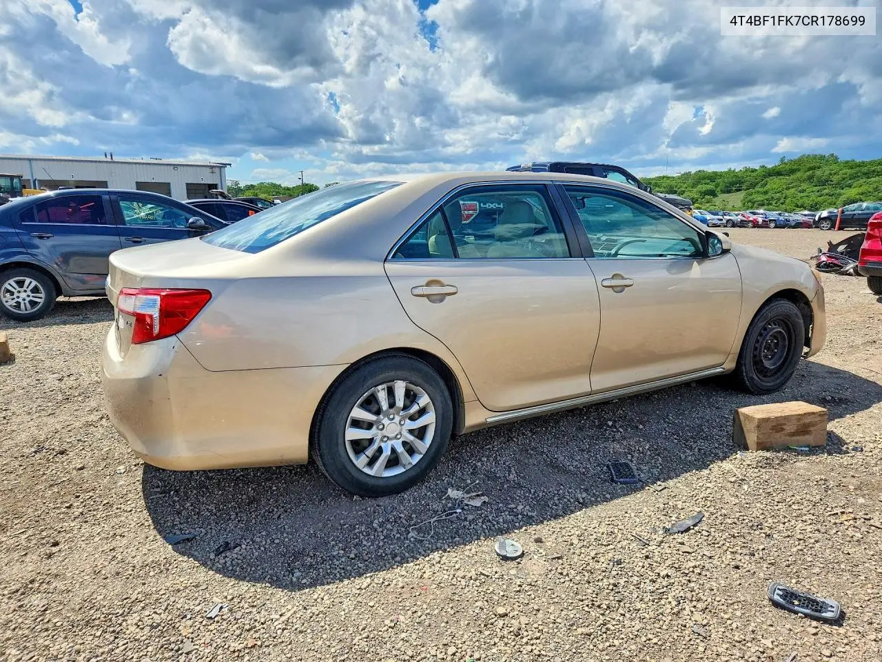 2012 Toyota Camry Le VIN: 4T4BF1FK7CR178699 Lot: 57528846
