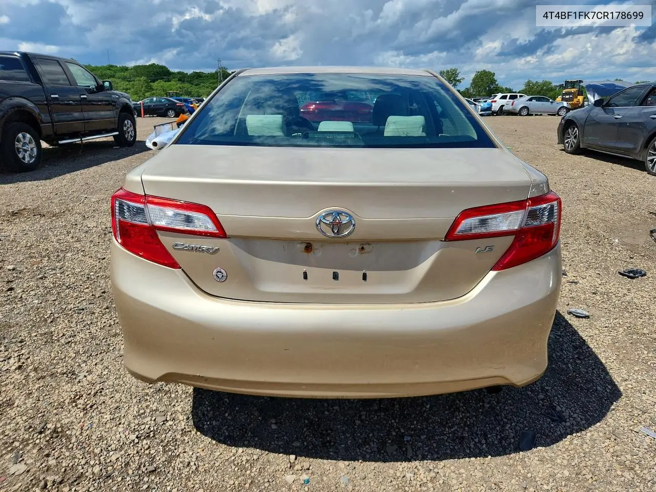 2012 Toyota Camry Le VIN: 4T4BF1FK7CR178699 Lot: 57528846
